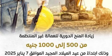 1000 جنيه بدلا من 500 للعلاوة الدورية.. وزير العمل يوجه بسرعة إنهاء رقمنة برنامج العمالة غير المنتظمة تمهيدا لإطلاقه على بوابة مصر الرقمية - ايجي سبورت